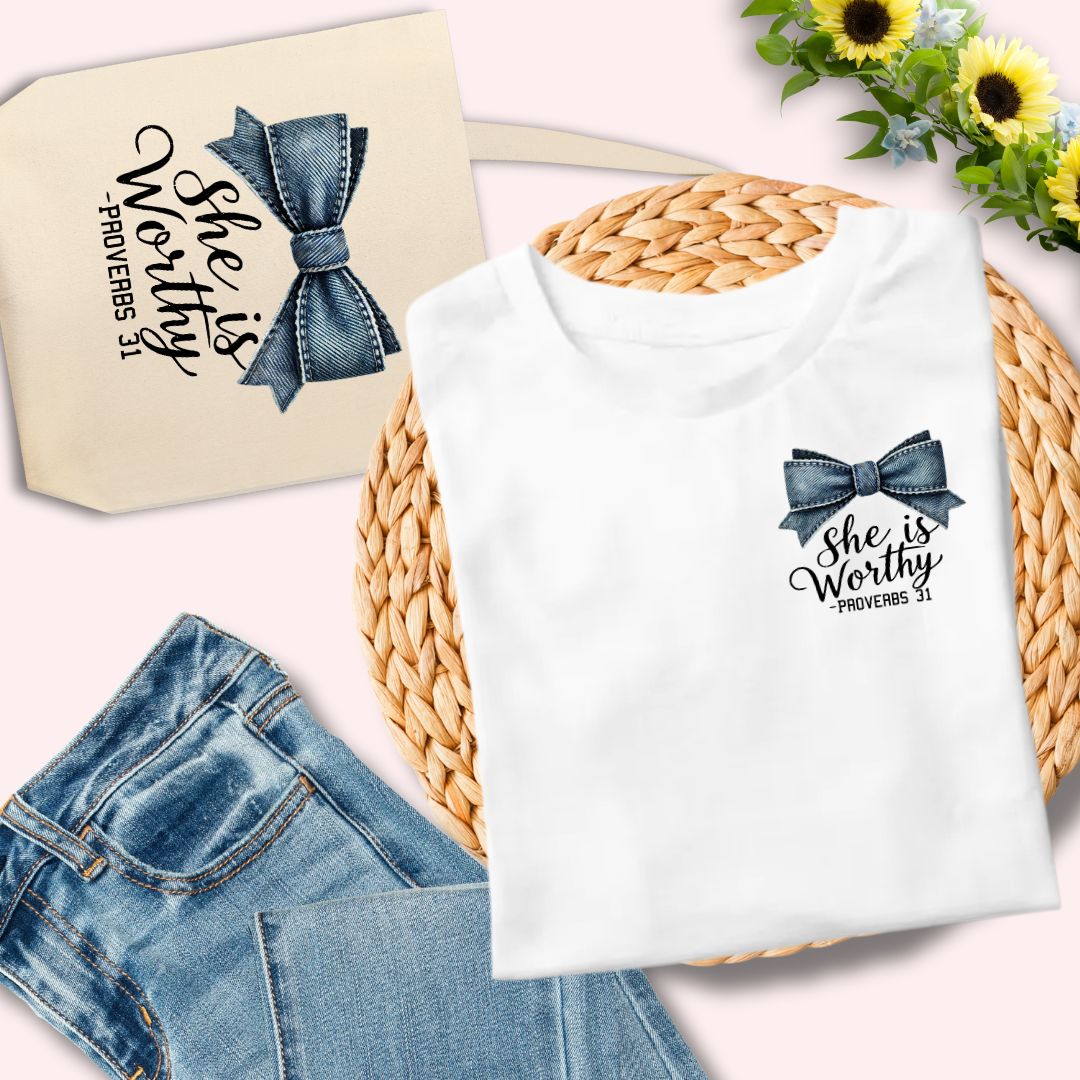 She is Worthy reusable tote bag