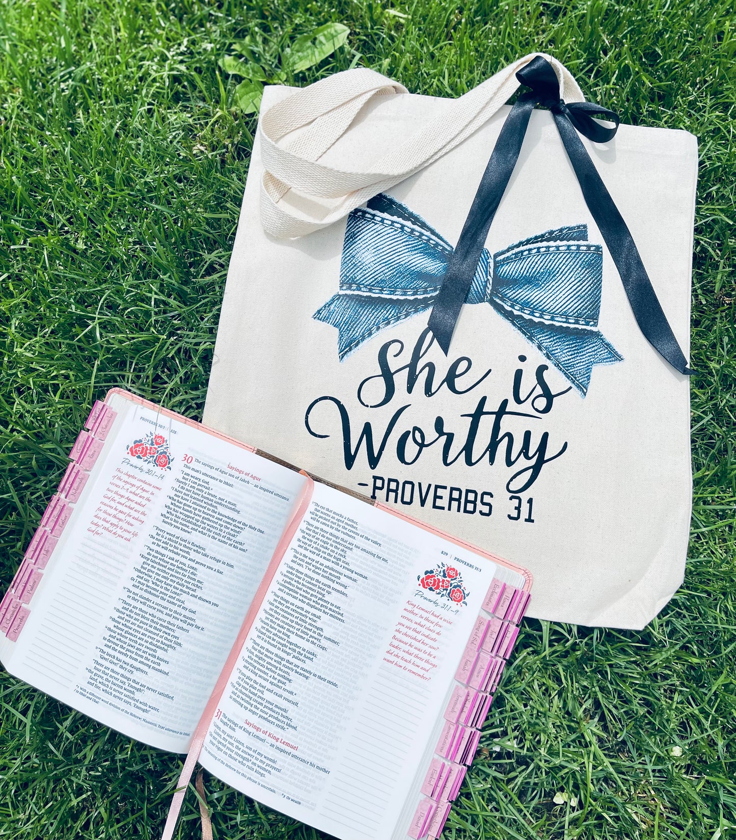She is Worthy reusable tote bag